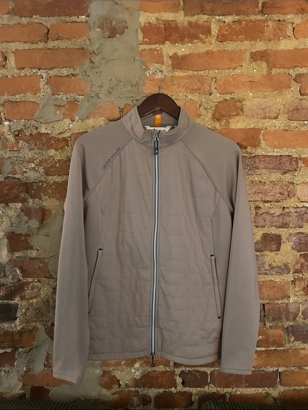 Peter Millar Men's Taupe Lightweight Full-Zip Jacket